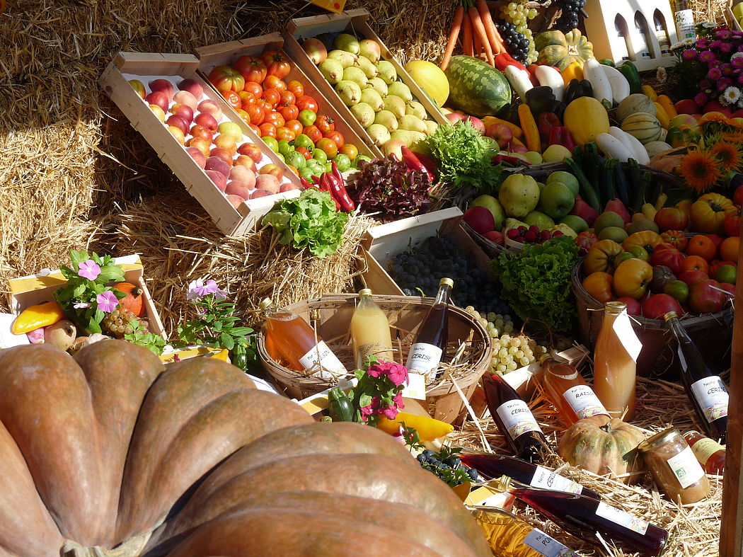 Étal du marché agricole de Petit-Palais